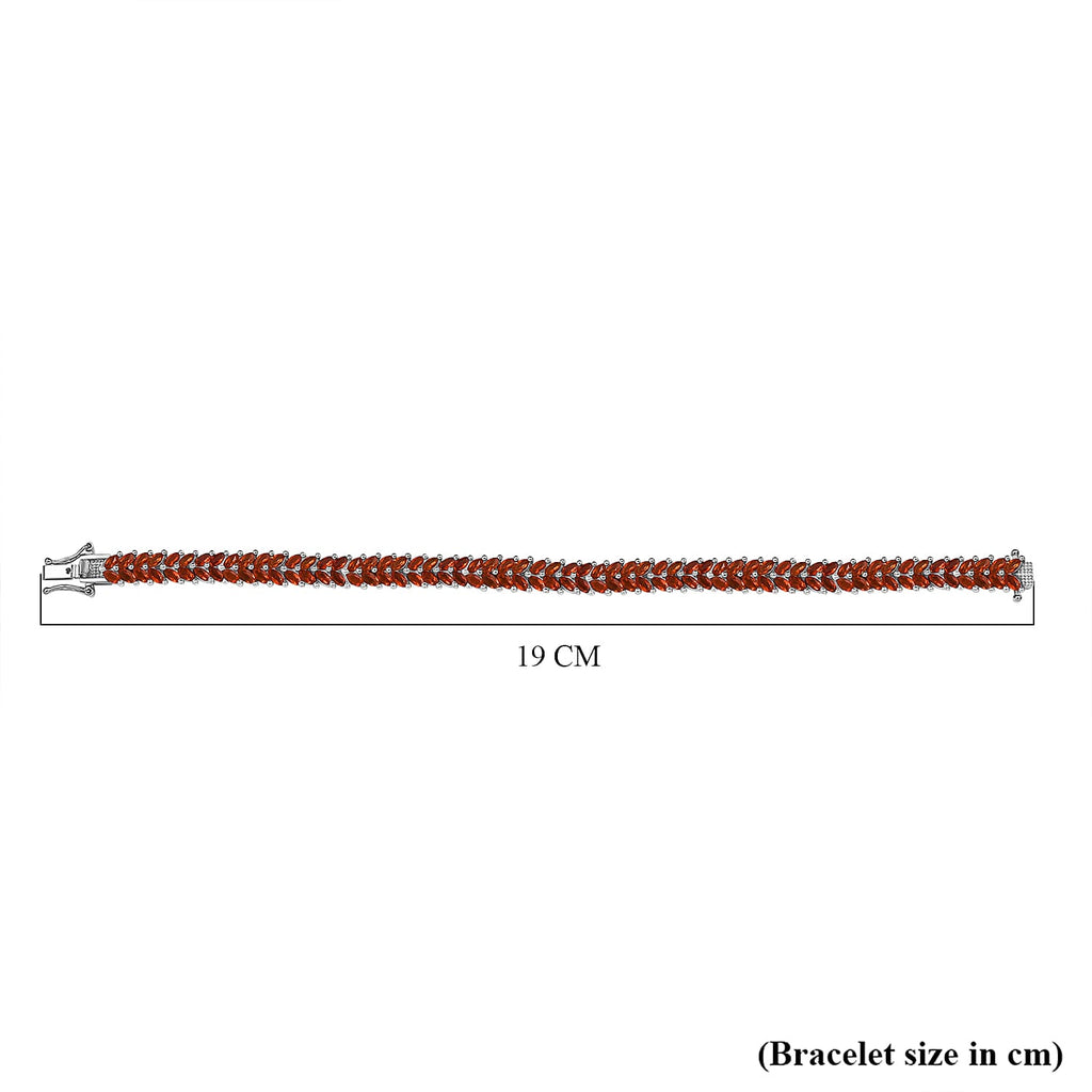 Natural Crimson Fire Opal Bracelet (Size - 8) with GB Lock Box in Rhodium Overlay Sterling Silver 5.16 Ct, Silver Wt. 15.58 Gms.
