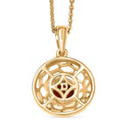 Crimson Fire Opal Pendant with Chain (Size 20) in Yellow Gold Overlay Sterling Silver