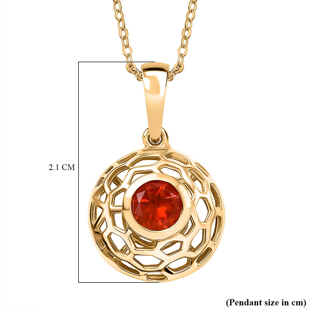 D'Joy Crimson Fire Opal Openwork Solitaire Pendant with Chain (Size 20) in Yellow Gold Overlay Sterling Silver 4413338 7