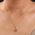 Crimson Fire Opal Pendant with Chain (Size 20) in Yellow Gold Overlay Sterling Silver