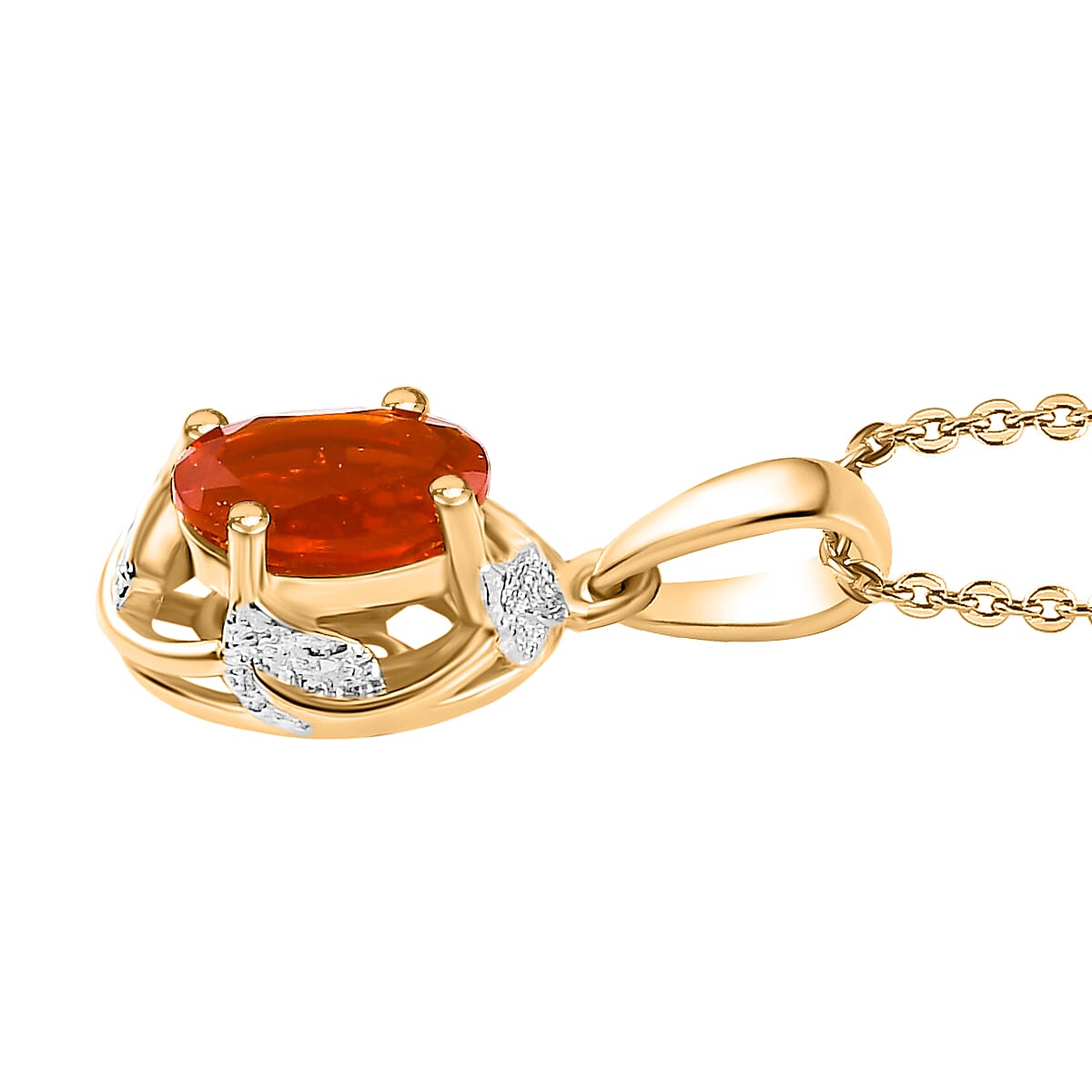 D'joy Crimson Fire Opal Pendant with Chain (Size 20) in Yellow Gold and Platinum Overlay Sterling Silver 4413400 6