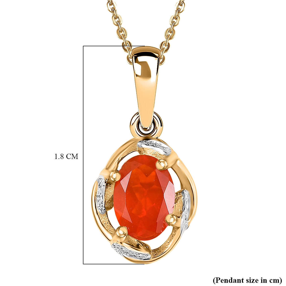 D'joy Crimson Fire Opal Pendant with Chain (Size 20) in Yellow Gold and Platinum Overlay Sterling Silver 4413400 10
