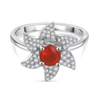 Salamanca Fire Opal & White Zircon Ring in Rhodium Overlay Sterling Silver 1.84 ct