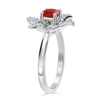 Salamanca Fire Opal & White Zircon Ring in Rhodium Overlay Sterling Silver 1.84 ct