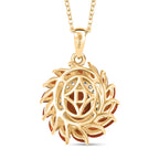 Crimson Fire Opal & White Zircon Pendant with Chain (Size 20) in 18K Vermeil Yellow Gold Overlay Sterling Silver 1.87 Ct.