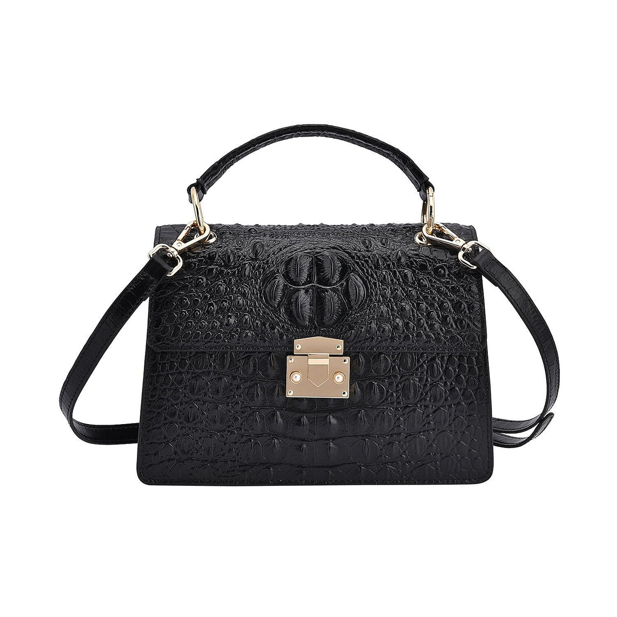 Crocodile Embossed Genuine Leather Crossbody Bag - Red 7192409 0