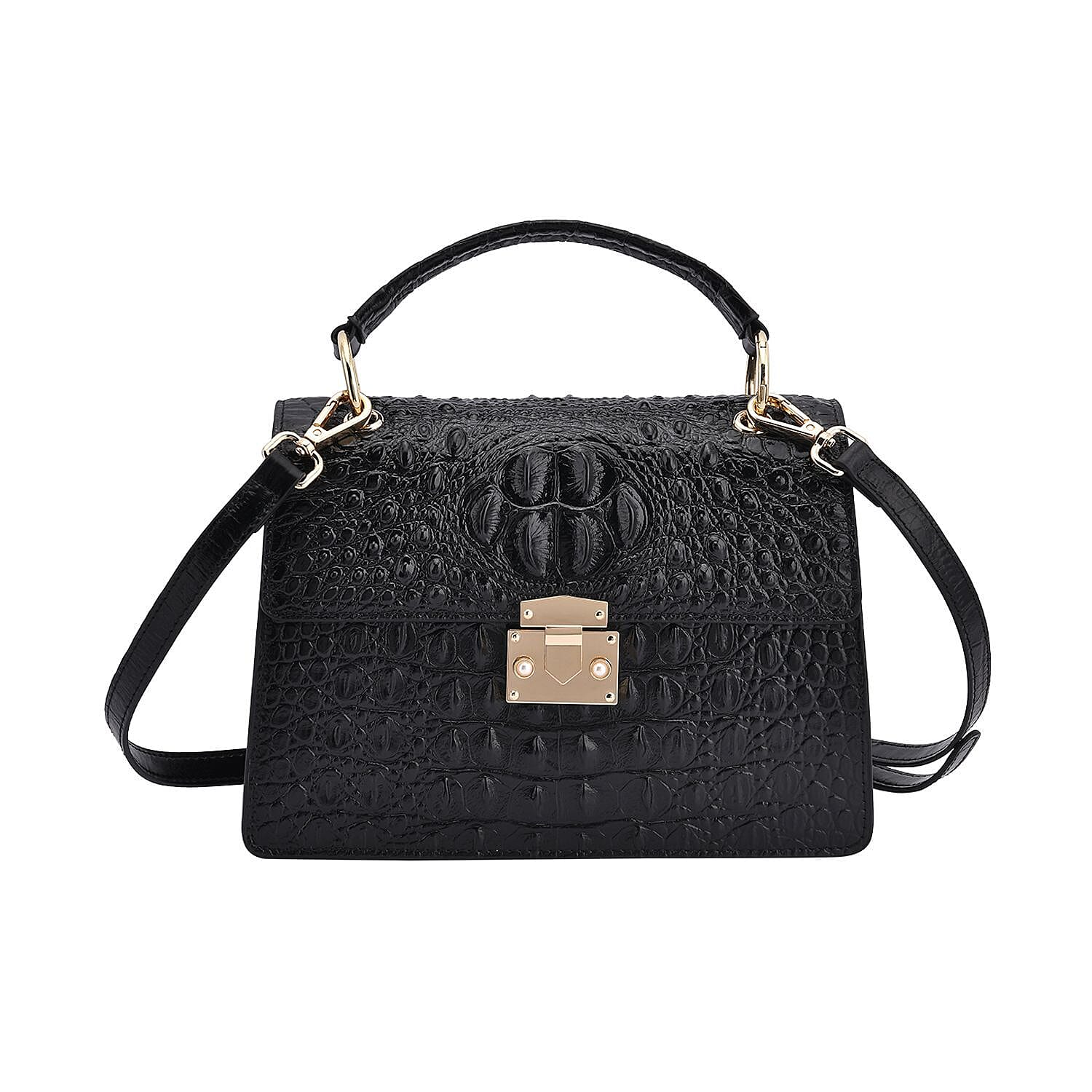 Crocodile Embossed Genuine Leather Crossbody Bag - Red 7192409 0