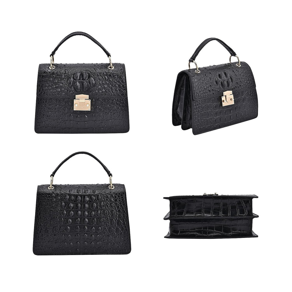 Crocodile Embossed Genuine Leather Crossbody Bag - Red 7192409 3