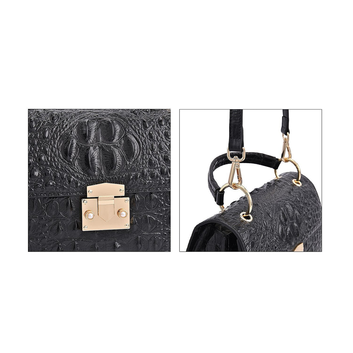 Crocodile Embossed Genuine Leather Crossbody Bag - Red 7192409 4