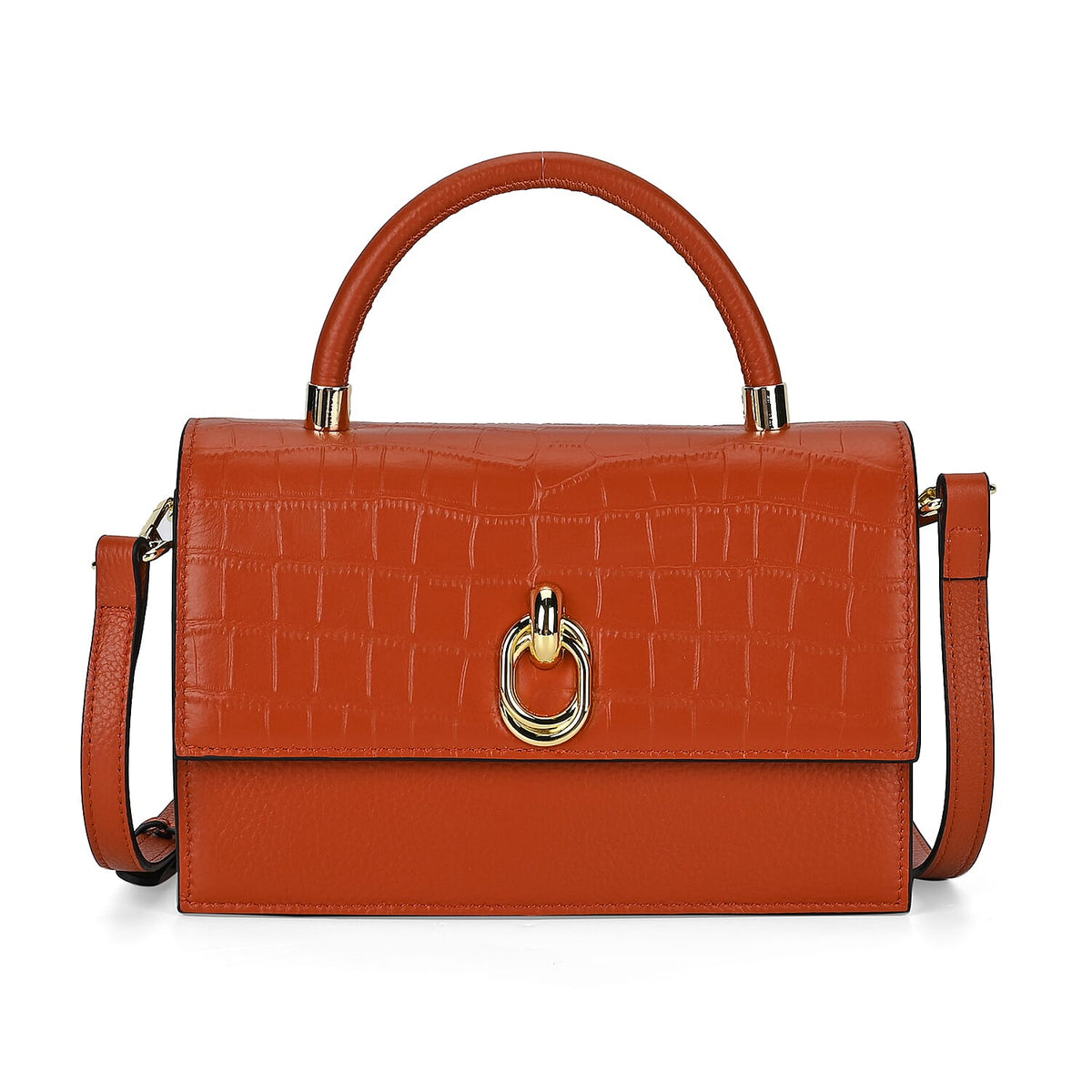 Crocodile-Embossed Genuine Leather Crossbody Bag 7726069 0