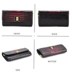 Crocodile-Embossed Pattern Two-Tone Wallet Crossbody Bag with Chain Strap