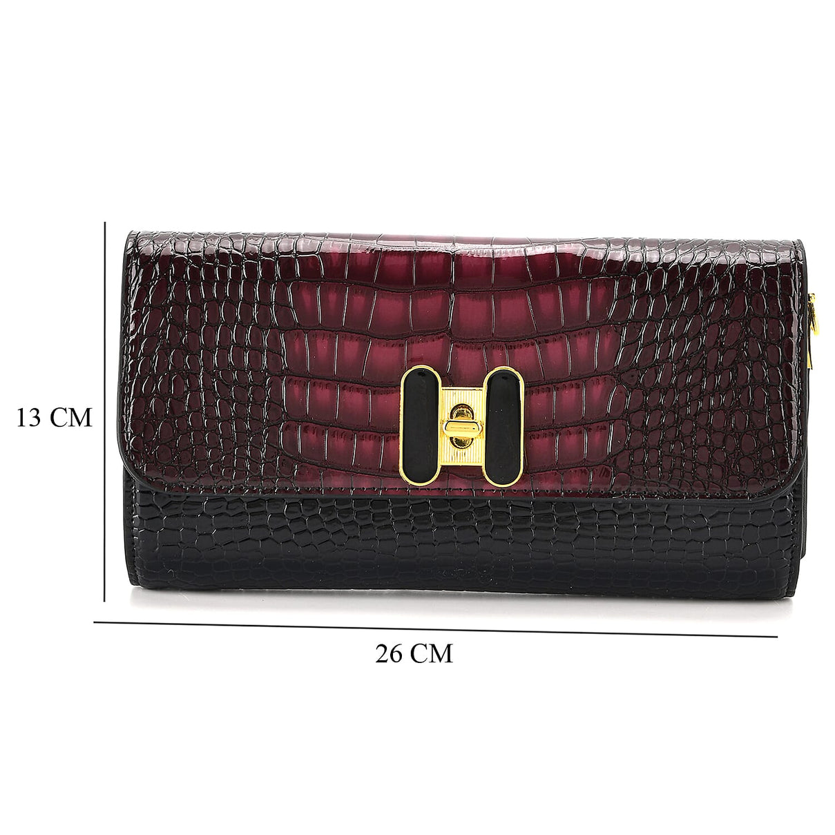 Crocodile Skin Embossed Pattern Two-Tone Wallet Crossbody Bag with Chain Strap V32352603 8