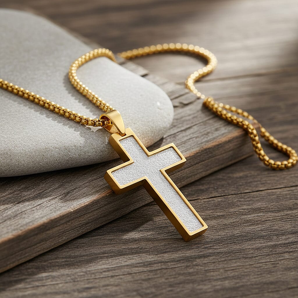 Cross Necklace (Size - 24 - 2 Ext) in Yellow Gold Tone 8250053 2