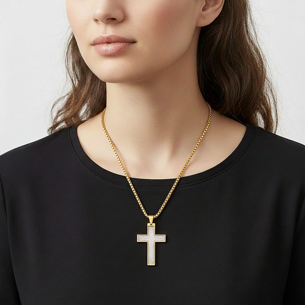Cross Necklace (Size - 24 - 2 Ext) in Yellow Gold Tone 8250053 3