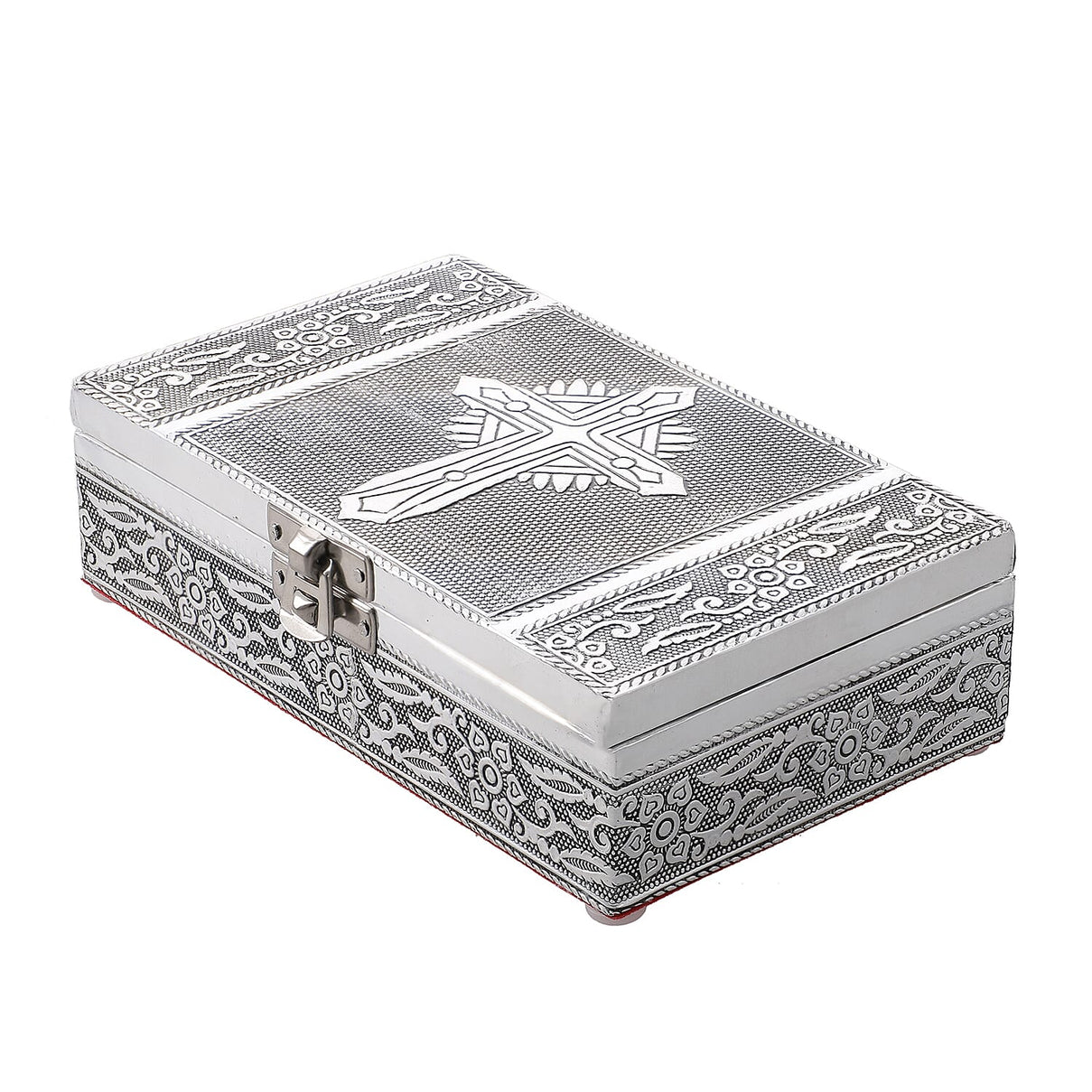 Set of 3 - Handcrafted Cross Embossed Vintage Storage Box 7699850 4