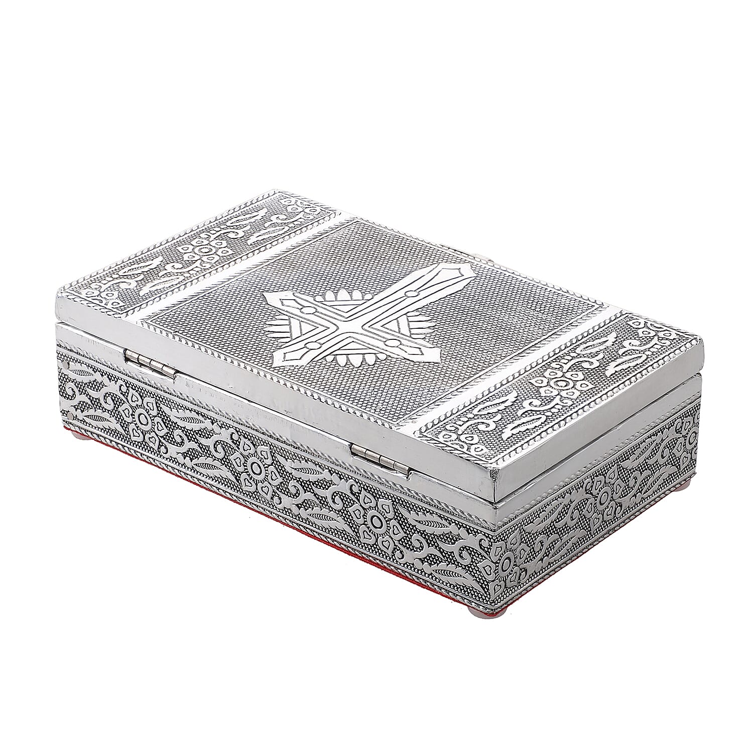 Set of 3 - Handcrafted Cross Embossed Vintage Storage Box 7699850 5