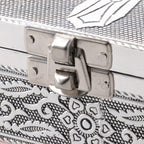Set of 3 - Cross Embossed Rectangular Aluminium Oxidized Storage Boxes (Size 16.5x10x4 Inch) - Silver