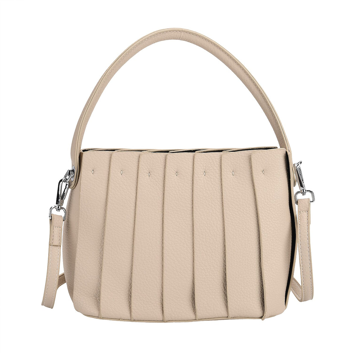 Crossbody Bag with Pleated Design &amp; Top Handle - Beige 8043361 0