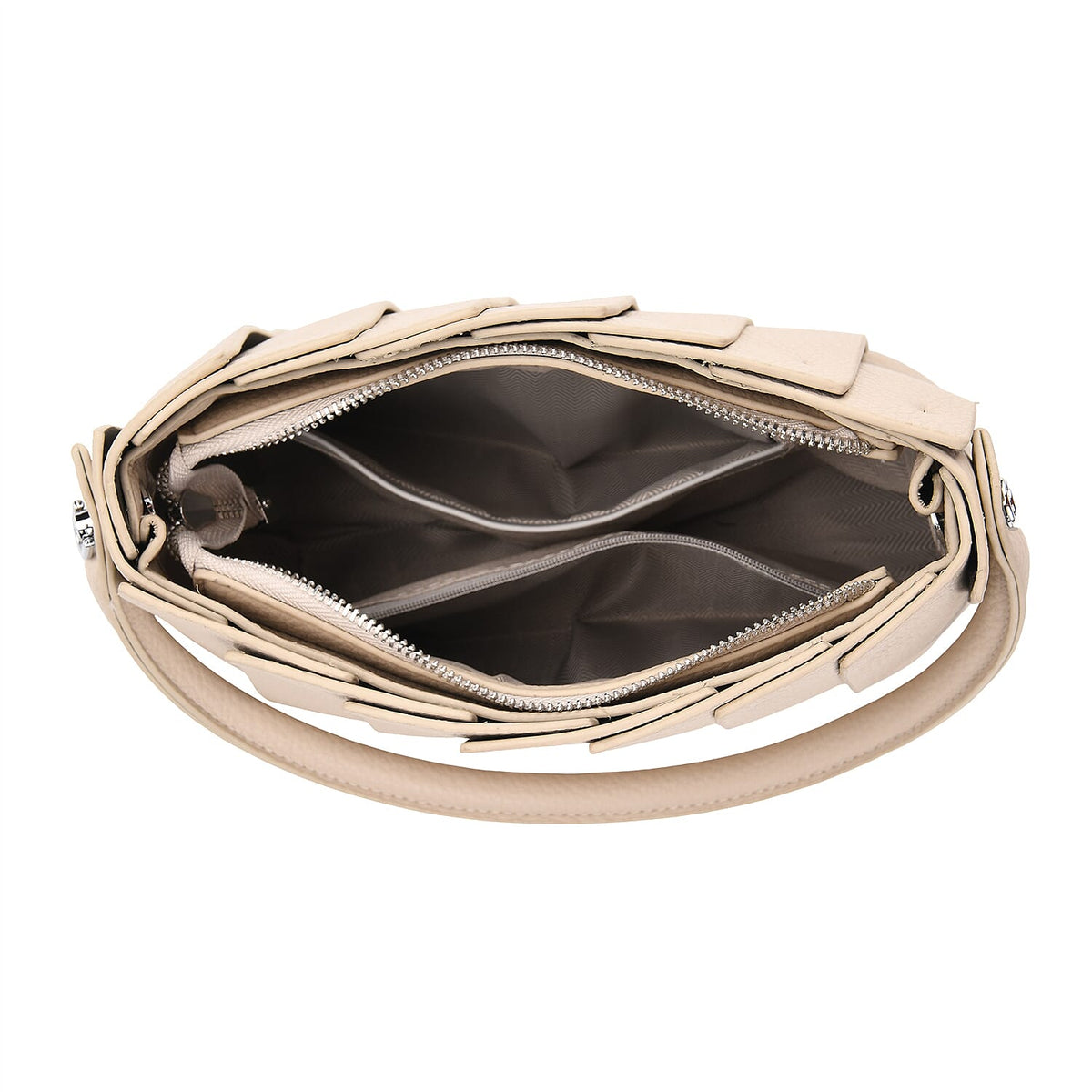 Crossbody Bag with Pleated Design &amp; Top Handle - Beige 8043361 5