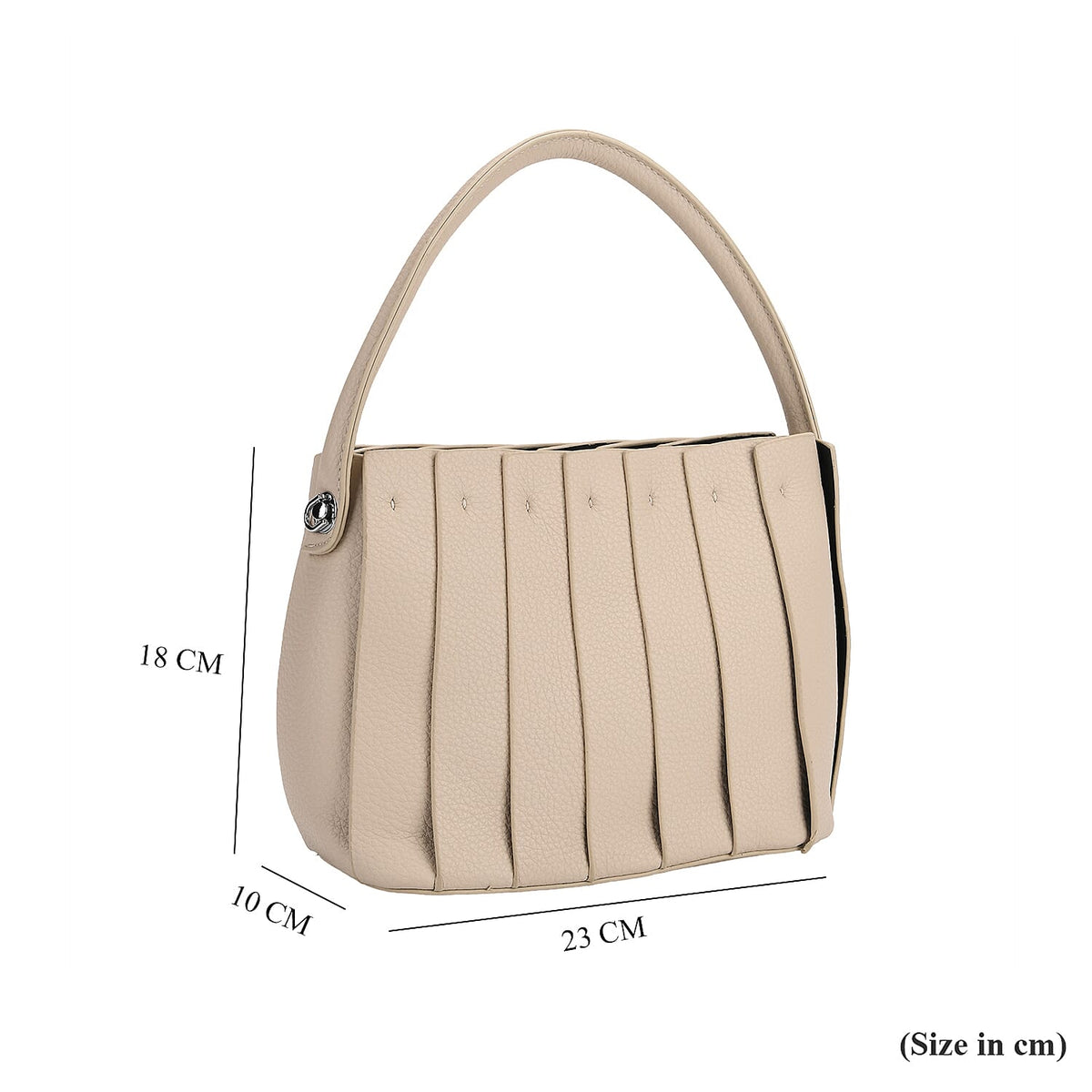 Crossbody Bag with Pleated Design &amp; Top Handle - Beige 8043361 7