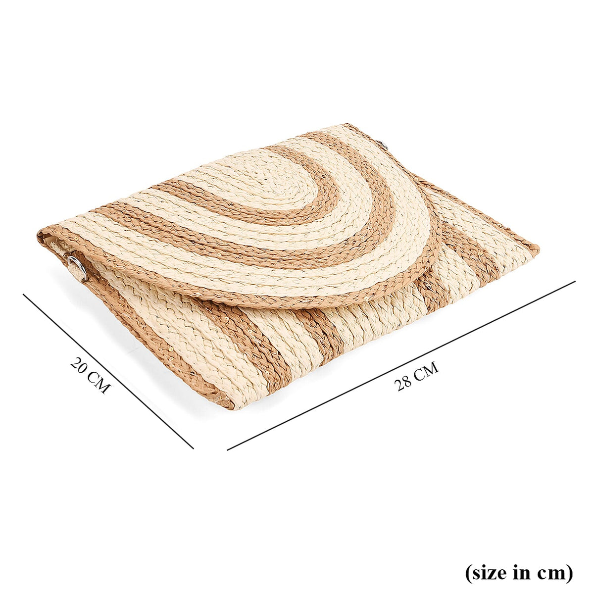Bohemian Style Stripe Pattern Clutch with Long Adjustable Strap - Beige &amp; Khaki V32699406 7