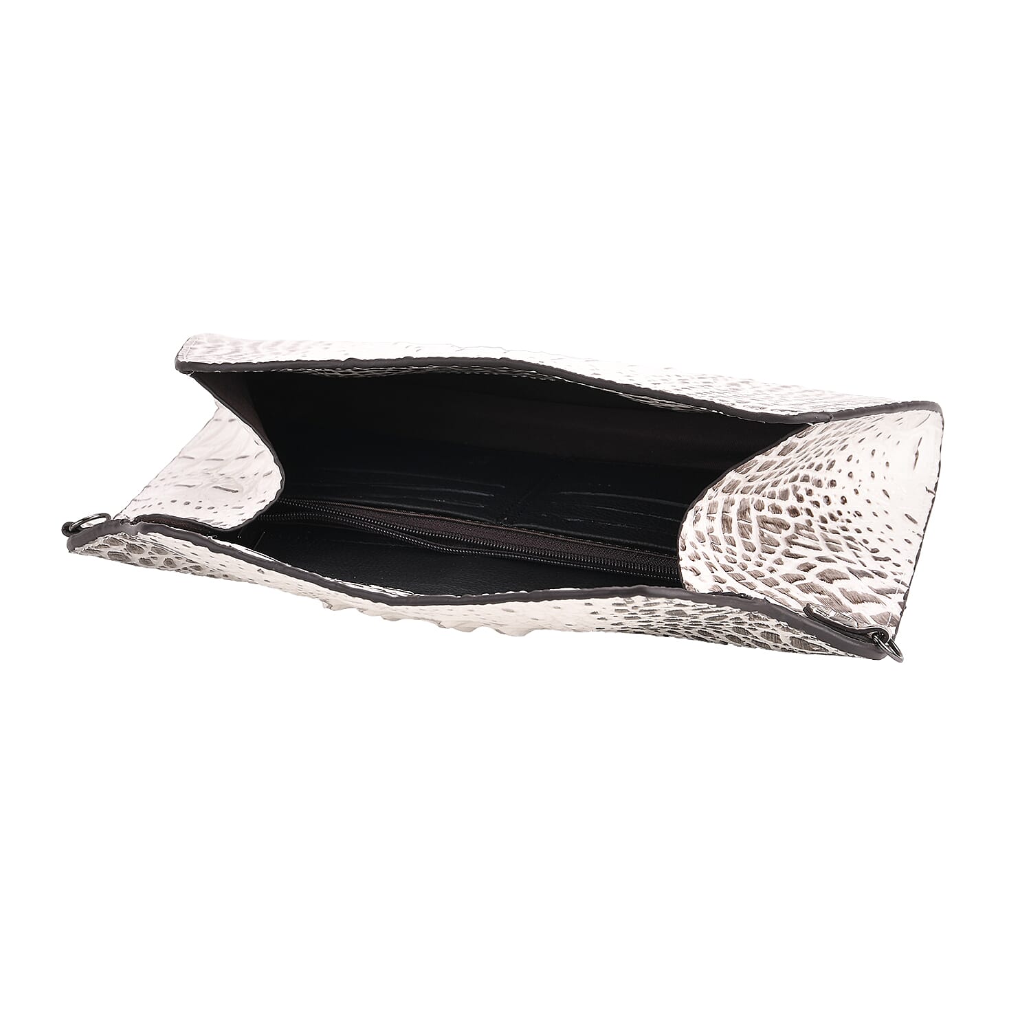 Designer Inspired - Embossed Genuine Leather Shoulder Bag with Long Chain - White &amp; Beige 8069873 5