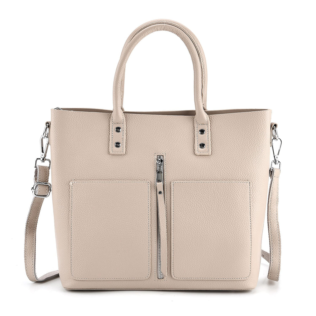 Genuine Leather Tote Bag - Beige 8228495 0