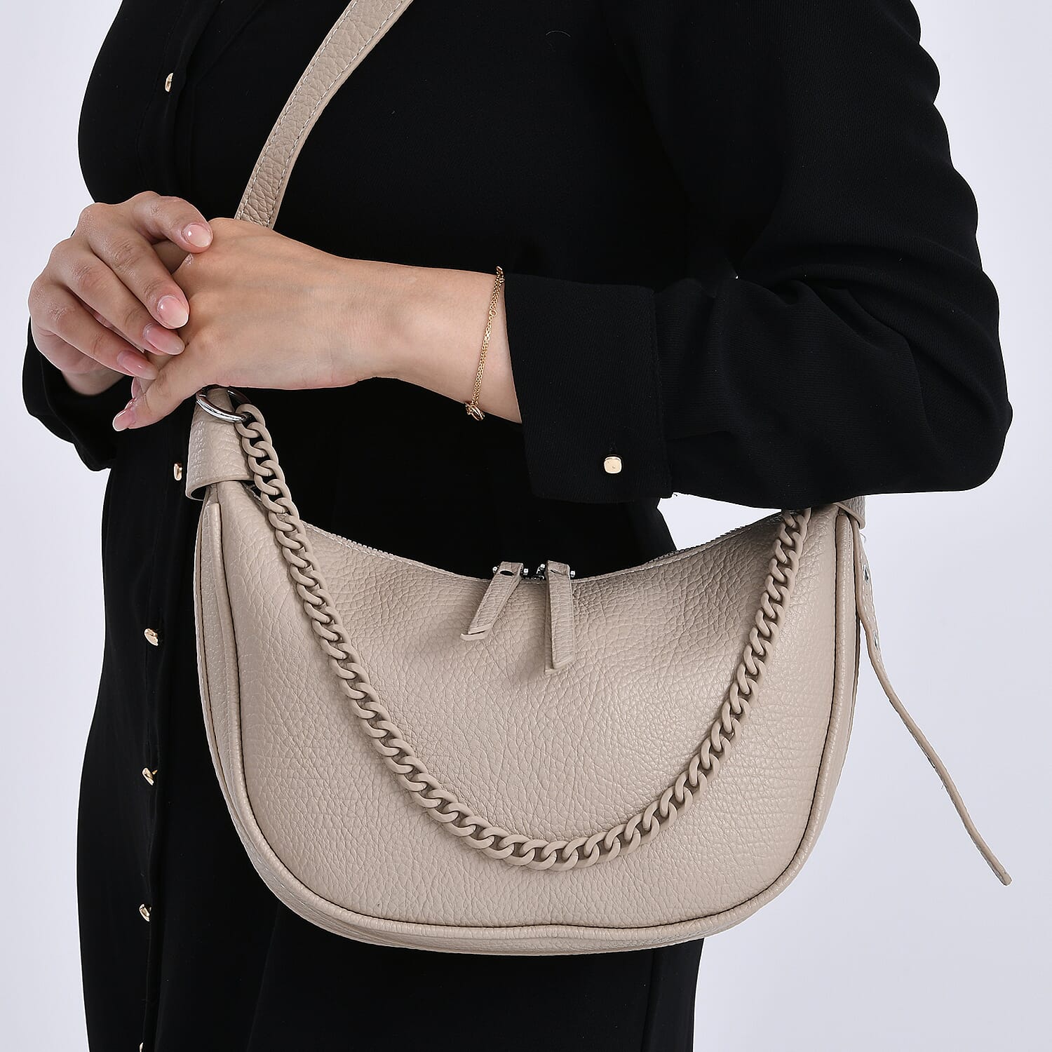 Casual Crescent Shoulder Bag - Khaki V32489693 2