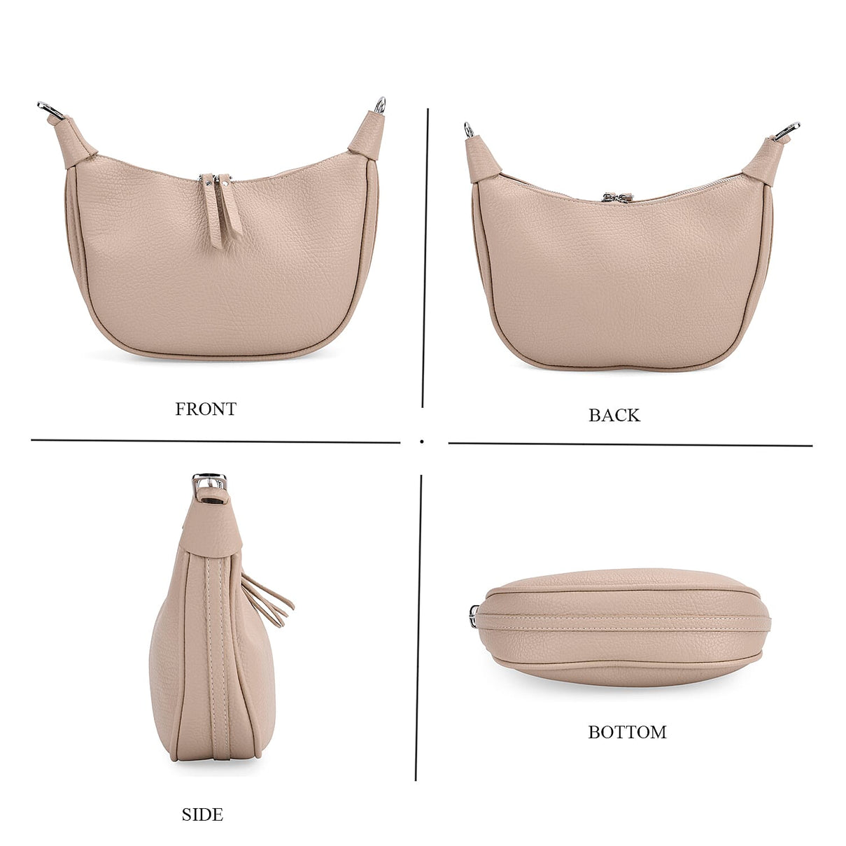 Casual Crescent Shoulder Bag - Khaki V32489693 4