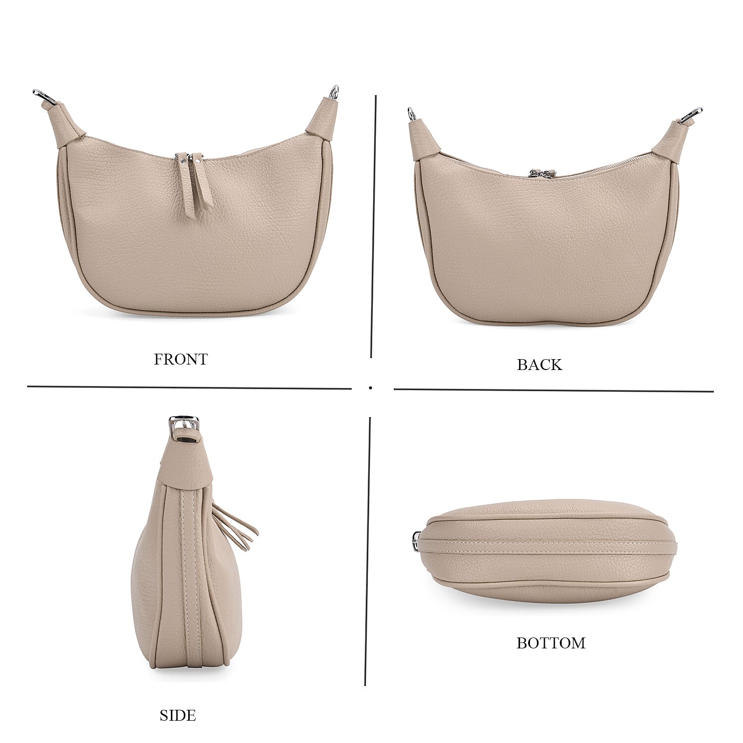 Casual Crescent Shoulder Bag - Khaki V32489693 4