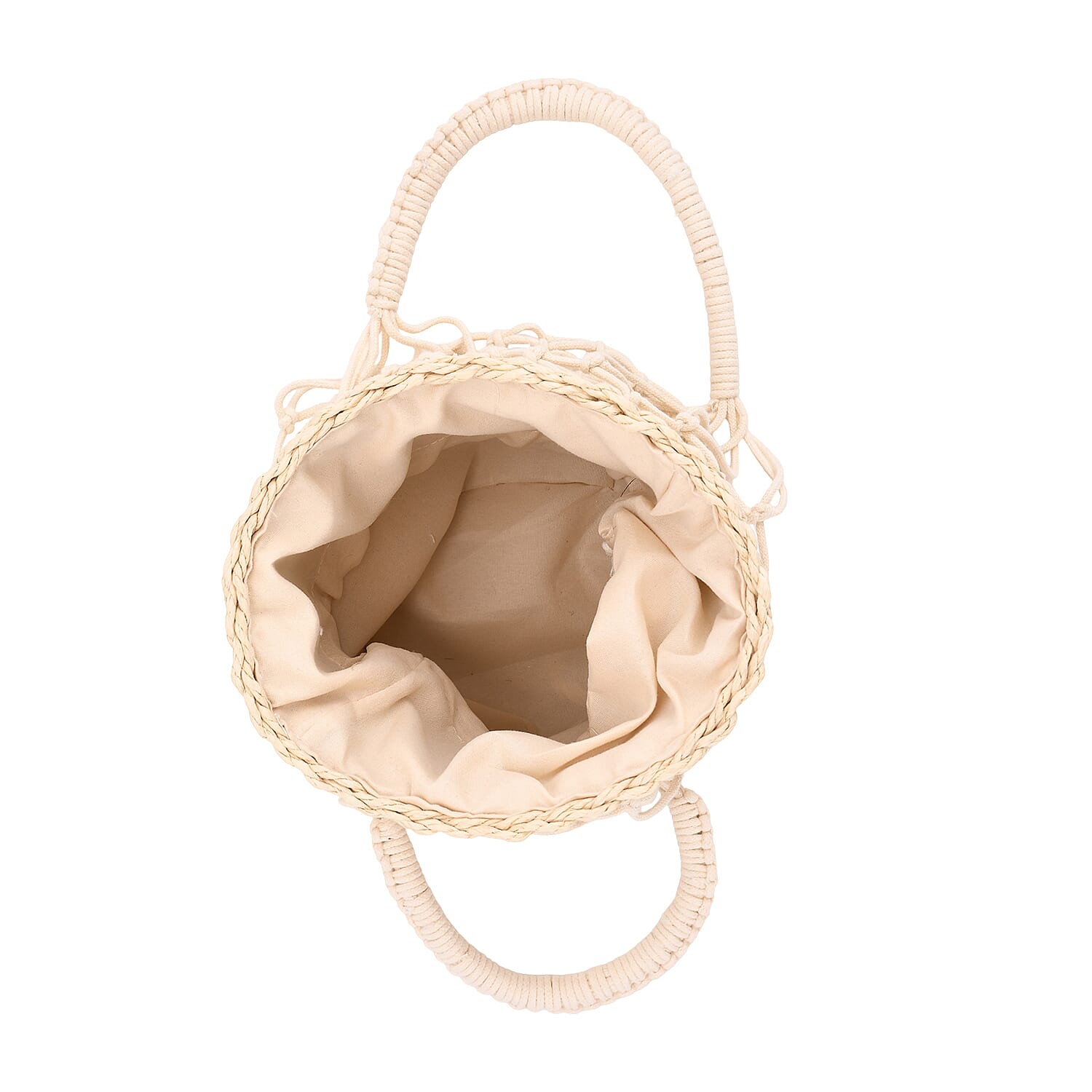 Bohemian Style Fishnet Bucket Bag - Beige V32522722 5