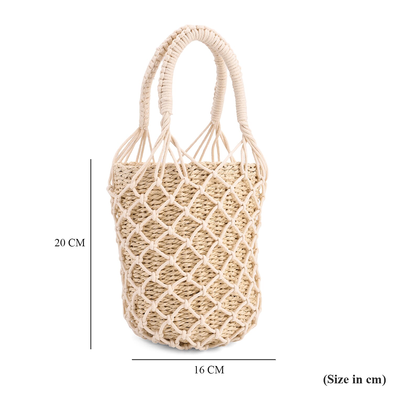 Bohemian Style Fishnet Bucket Bag - Beige V32522722 6
