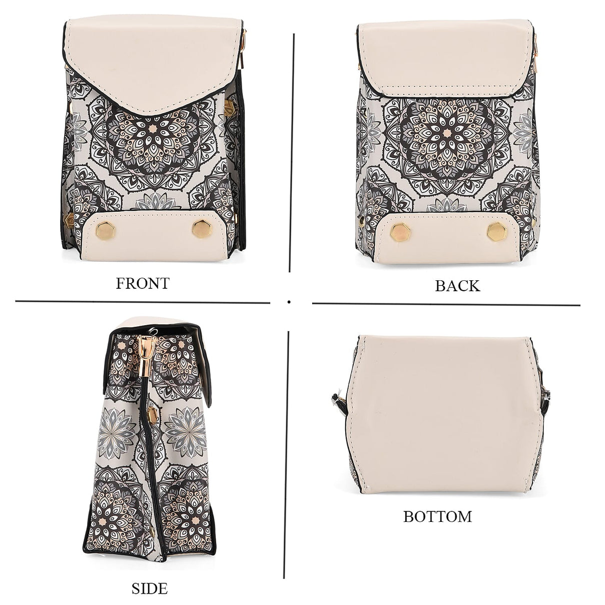 Embroidered Crossbody Bag with Long Adjustable Strap - Light Grey &amp; Cream 8224815 5