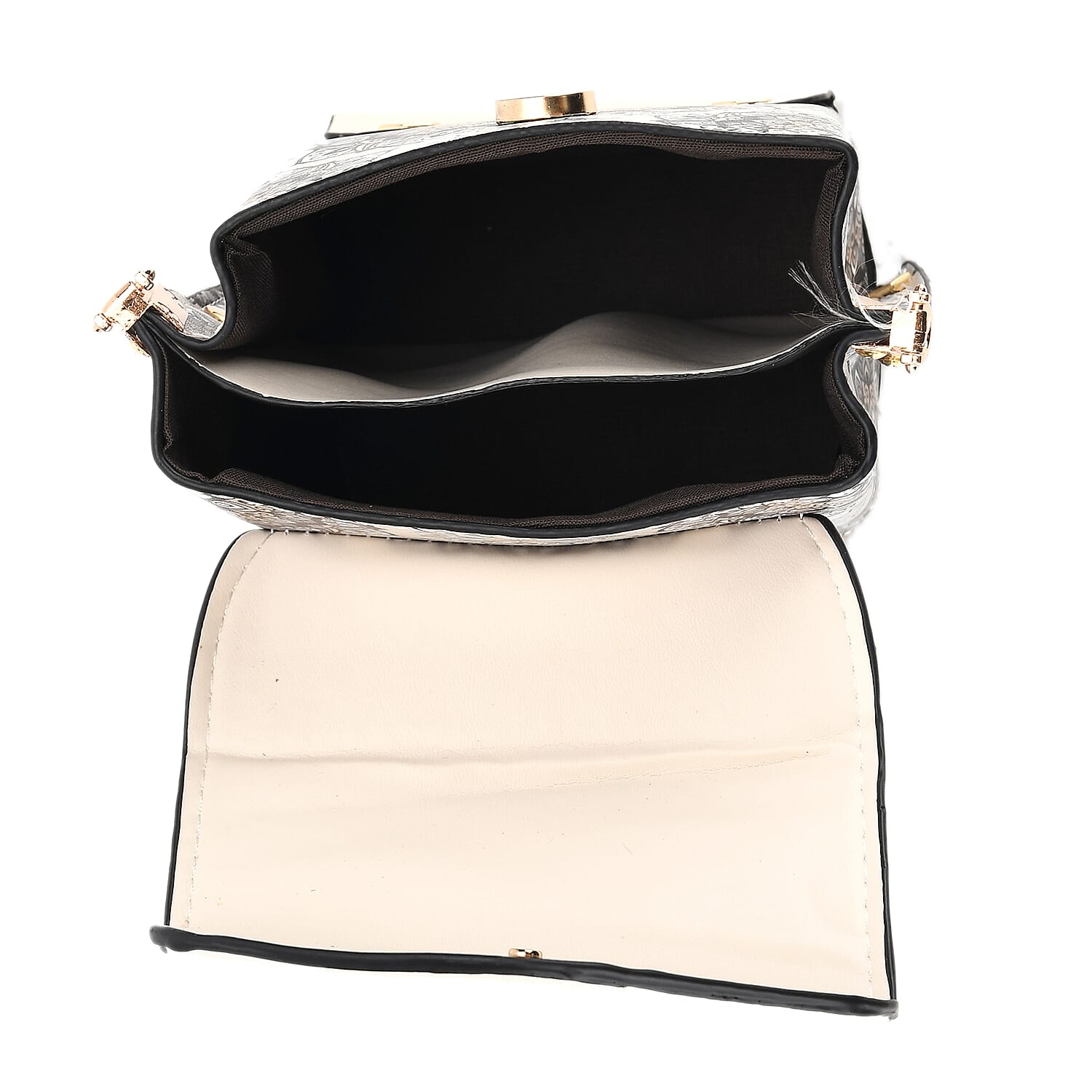 Embroidered Crossbody Bag with Long Adjustable Strap - Light Grey &amp; Cream 8224815 6