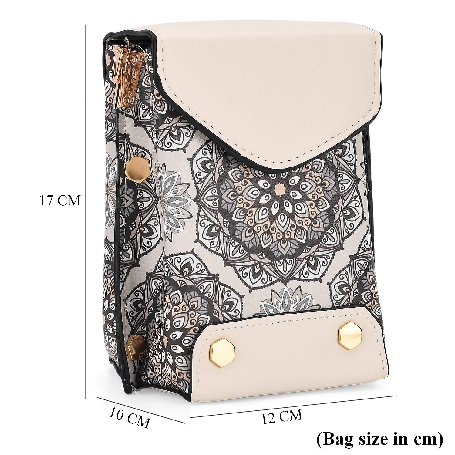 Embroidered Crossbody Bag with Long Adjustable Strap - Light Grey &amp; Cream 8224815 7