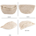 Crochet Crescent Sling Bag with Adjustable Strap - White