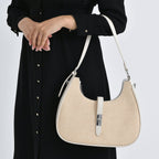 Elegant Hobo Shoulder Bag with Adjustable Strap - Off-White