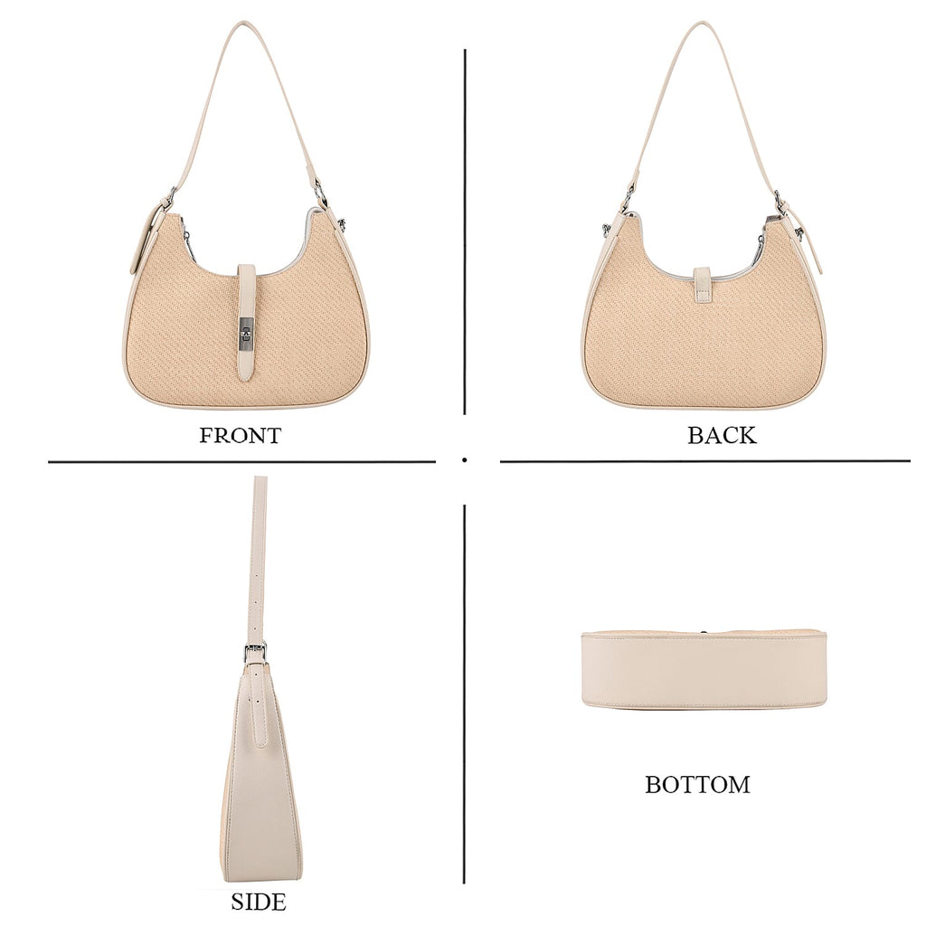 Elegant Hobo Shoulder Bag with Adjustable Strap - Off-White