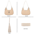 Elegant Hobo Shoulder Bag with Adjustable Strap - Off-White