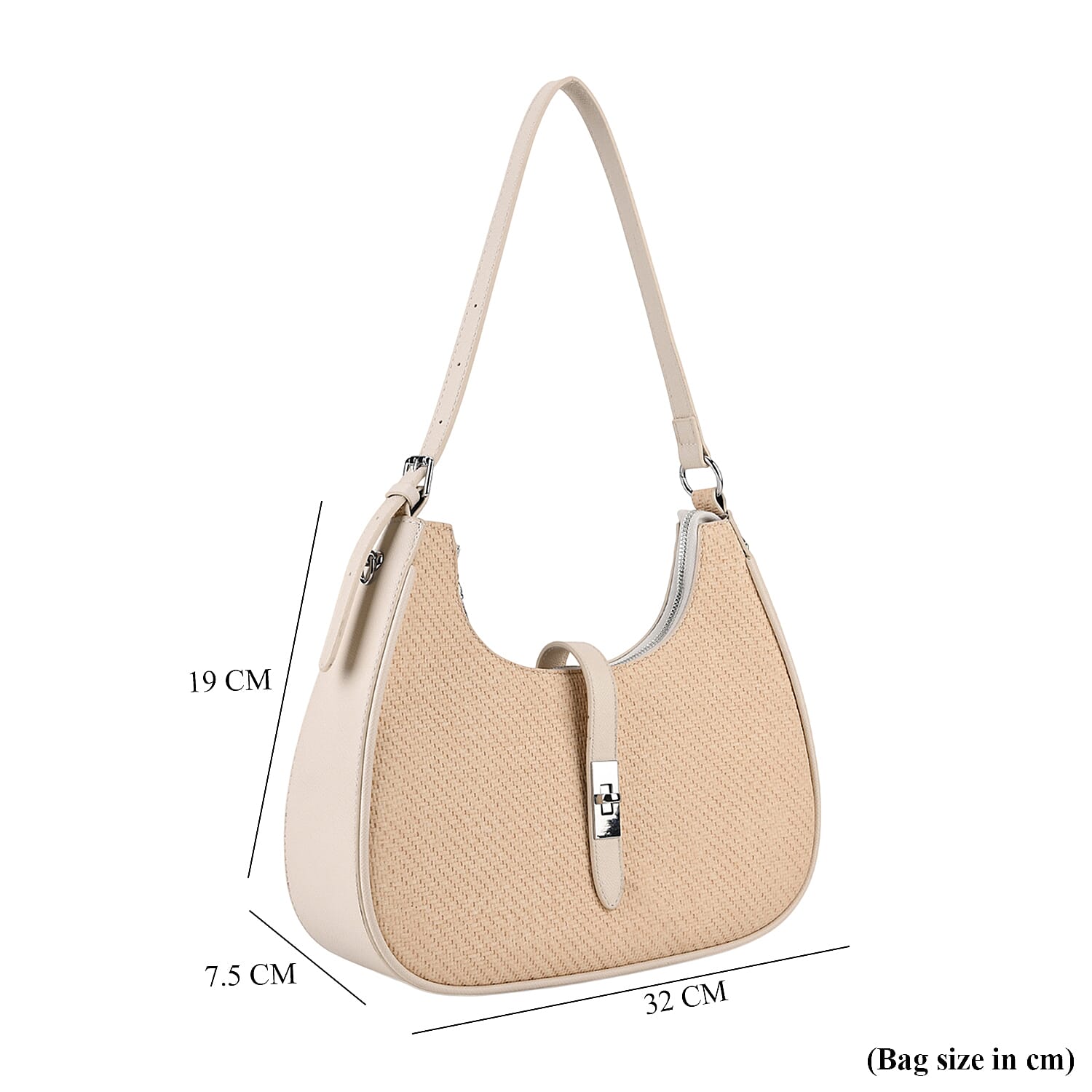 Elegant Hobo Shoulder Bag with Adjustable Strap - Off-White V32514182 7