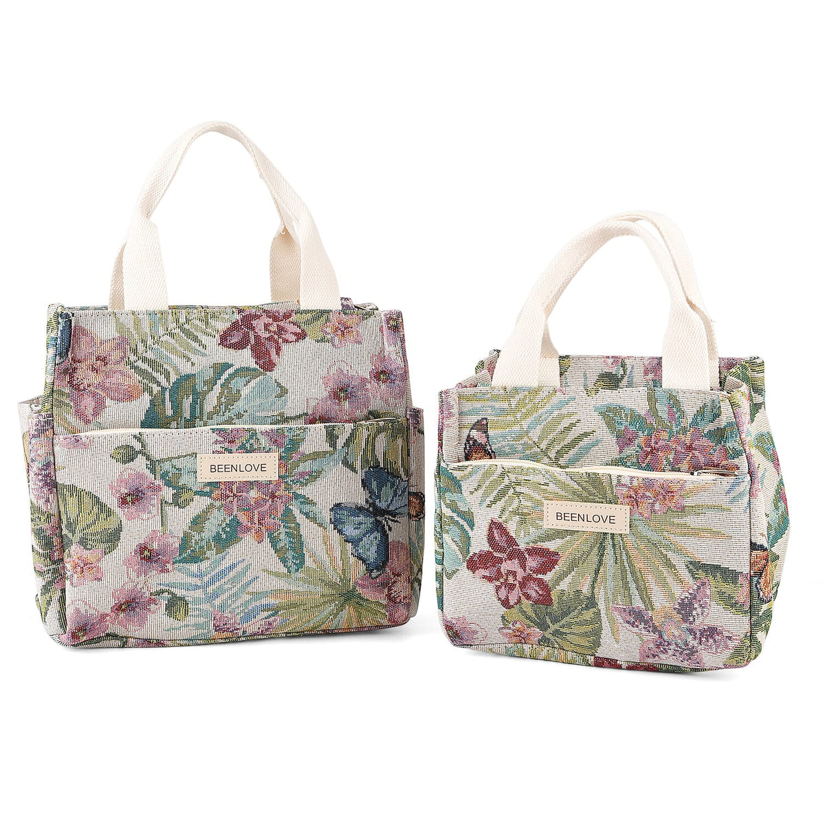 Set of 2 Tropical Print Insulated Tote Bags - Multicolour V32515881 0