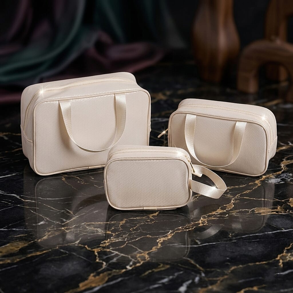 Set of 3 Cosmetic Storage Bags - Beige 8431242 2