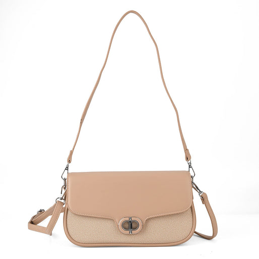 Designer Inspired - Convertible Dual-Strap Convertible Baguette Crossbody & Shoulder Bag - Brown
