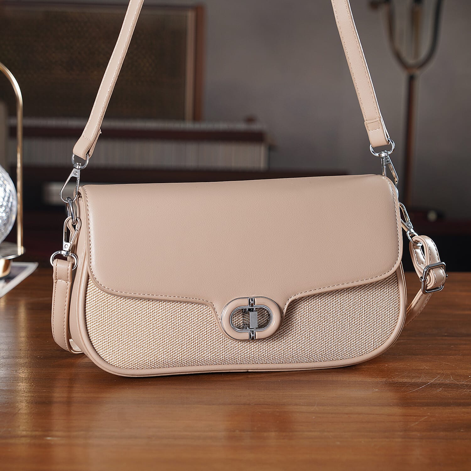 Designer Inspired - Convertible Dual-Strap Convertible Baguette Crossbody &amp; Shoulder Bag - Camel V32512911 2