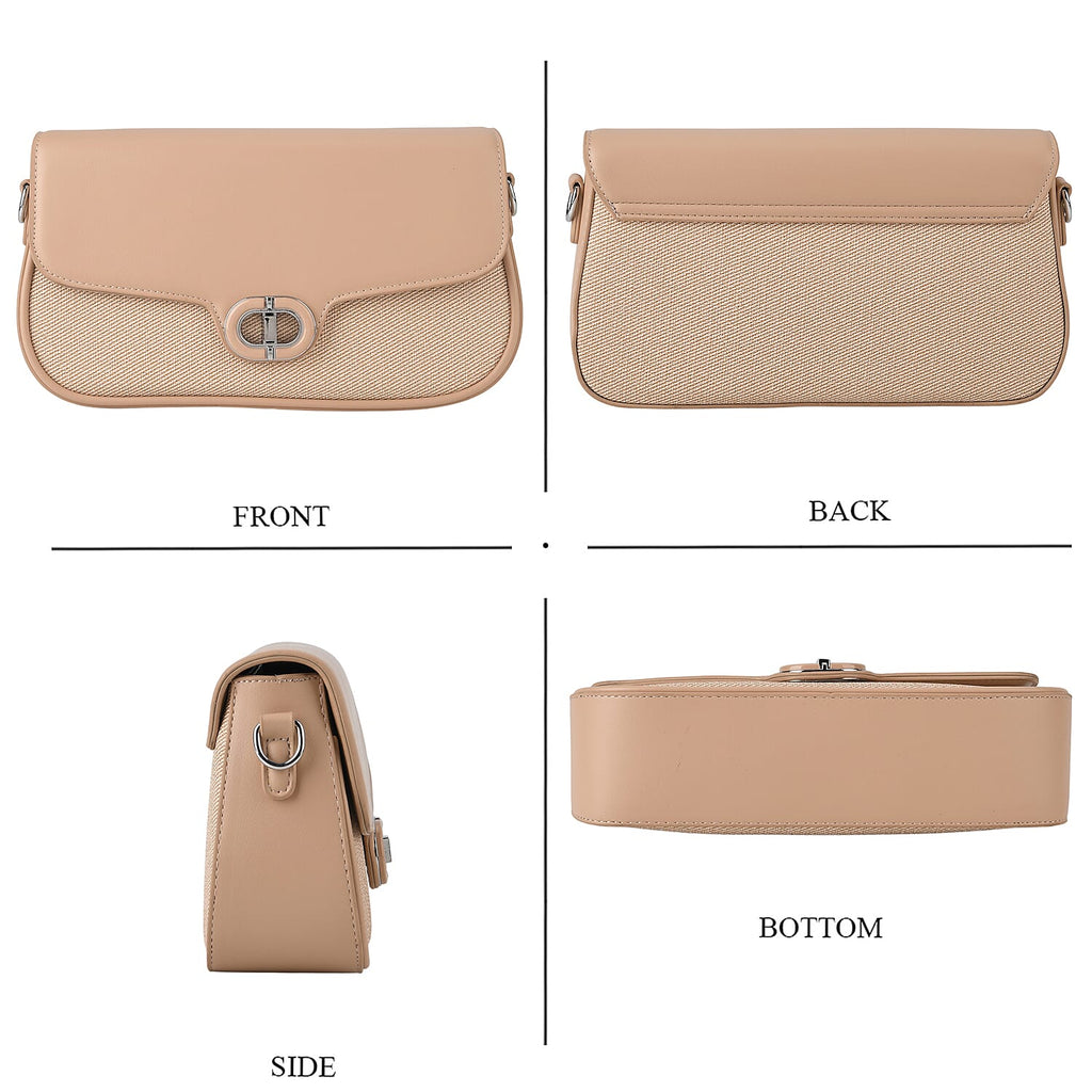 Designer Inspired - Convertible Dual-Strap Convertible Baguette Crossbody & Shoulder Bag - Camel
