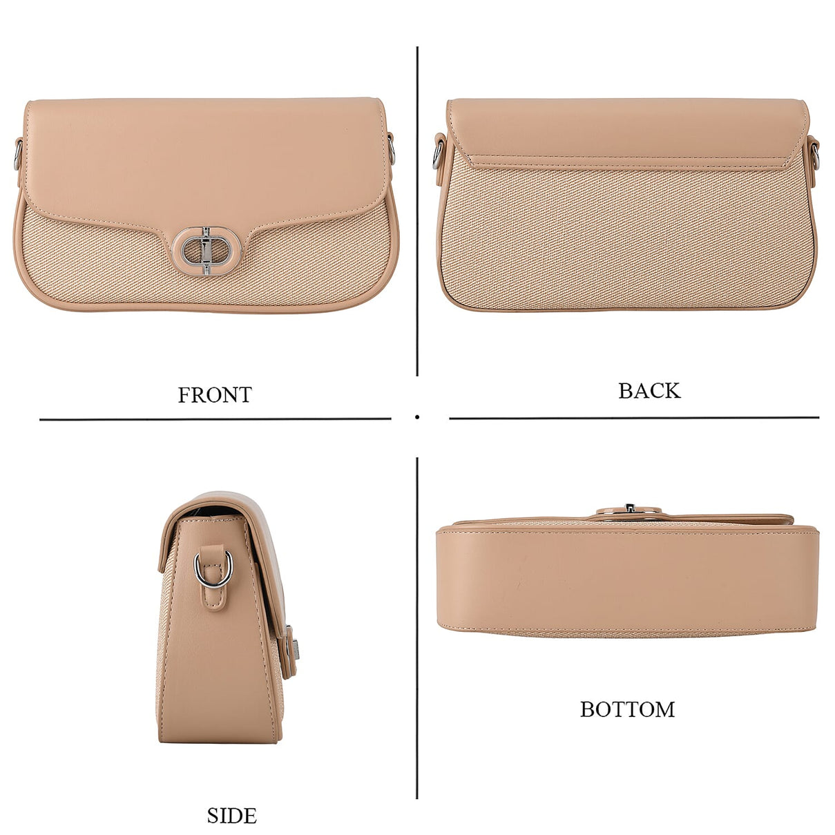 Designer Inspired - Convertible Dual-Strap Convertible Baguette Crossbody &amp; Shoulder Bag - Camel V32512911 5