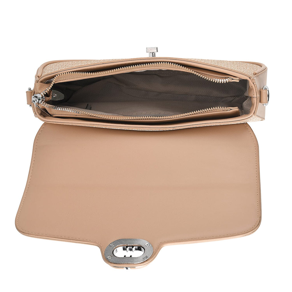 Designer Inspired - Convertible Dual-Strap Convertible Baguette Crossbody & Shoulder Bag - Camel