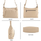 Valissiere Genuine Leather Shoulder Hobo Crossbody Bag - Beige