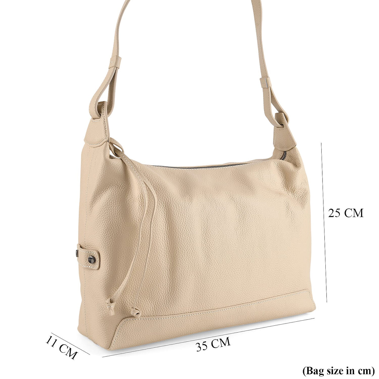 Valissiere Genuine Leather Shoulder Hobo Crossbody Bag - Beige 8481834 8