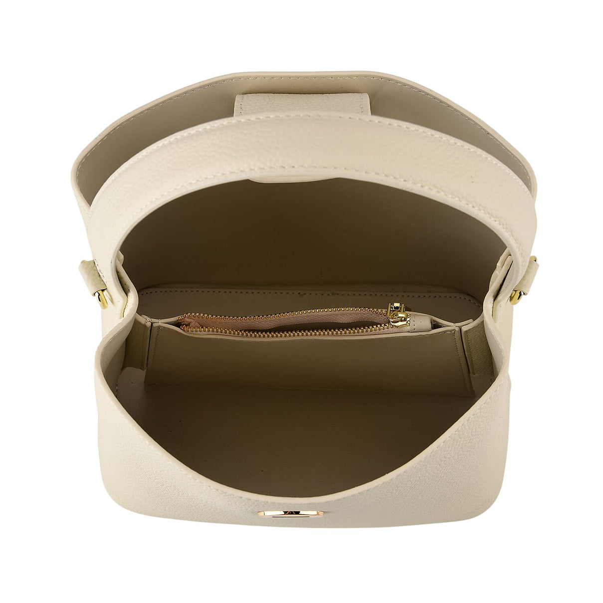 Valissiere Genuine Leather Top-Handle Bucket Bag With Detachable Crossbody Strap - Beige 8481863 6